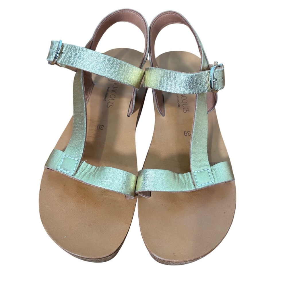 K Jacques Saint Tropez Gold Leather Platform Sandals Women's Size‎ 39